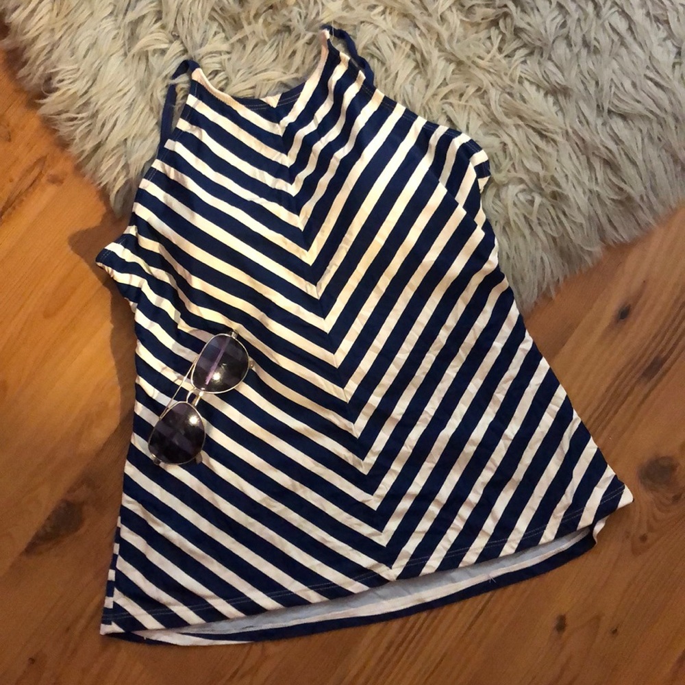 Liz Claiborne Navy Blue Swim Tankini Top